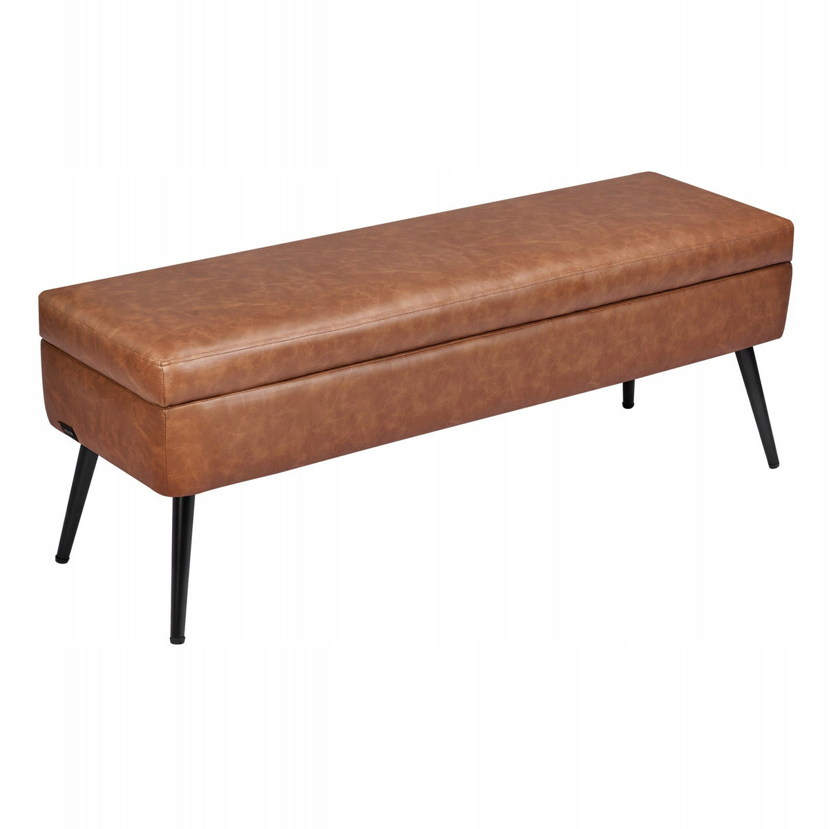 VEVOR OTTOMAN BENCH FAUX LEATHER WITH STORAGE 40X120X45 CM BROWN STRONG
