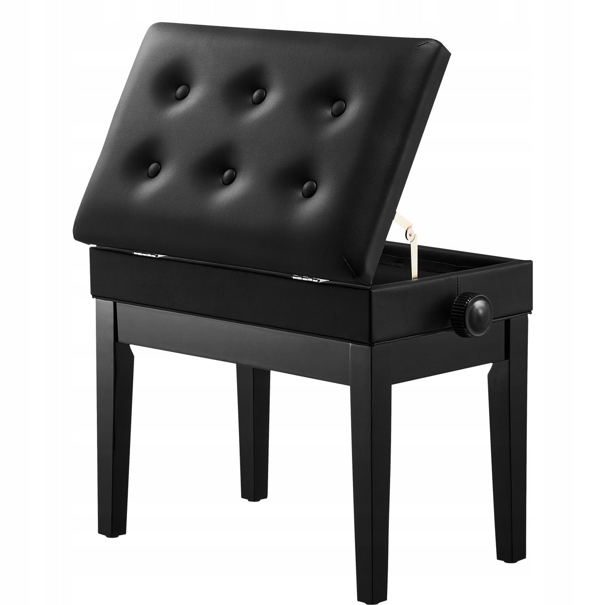 VEVOR ADJUSTABLE PIANO BENCH WITH STORAGE AND CUSHION 56X34X49 CM