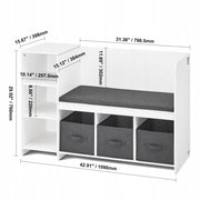 VEVOR KIDS READING BENCH WITH BOOKSHELF AND REMOVABLE CUSHION WHITE