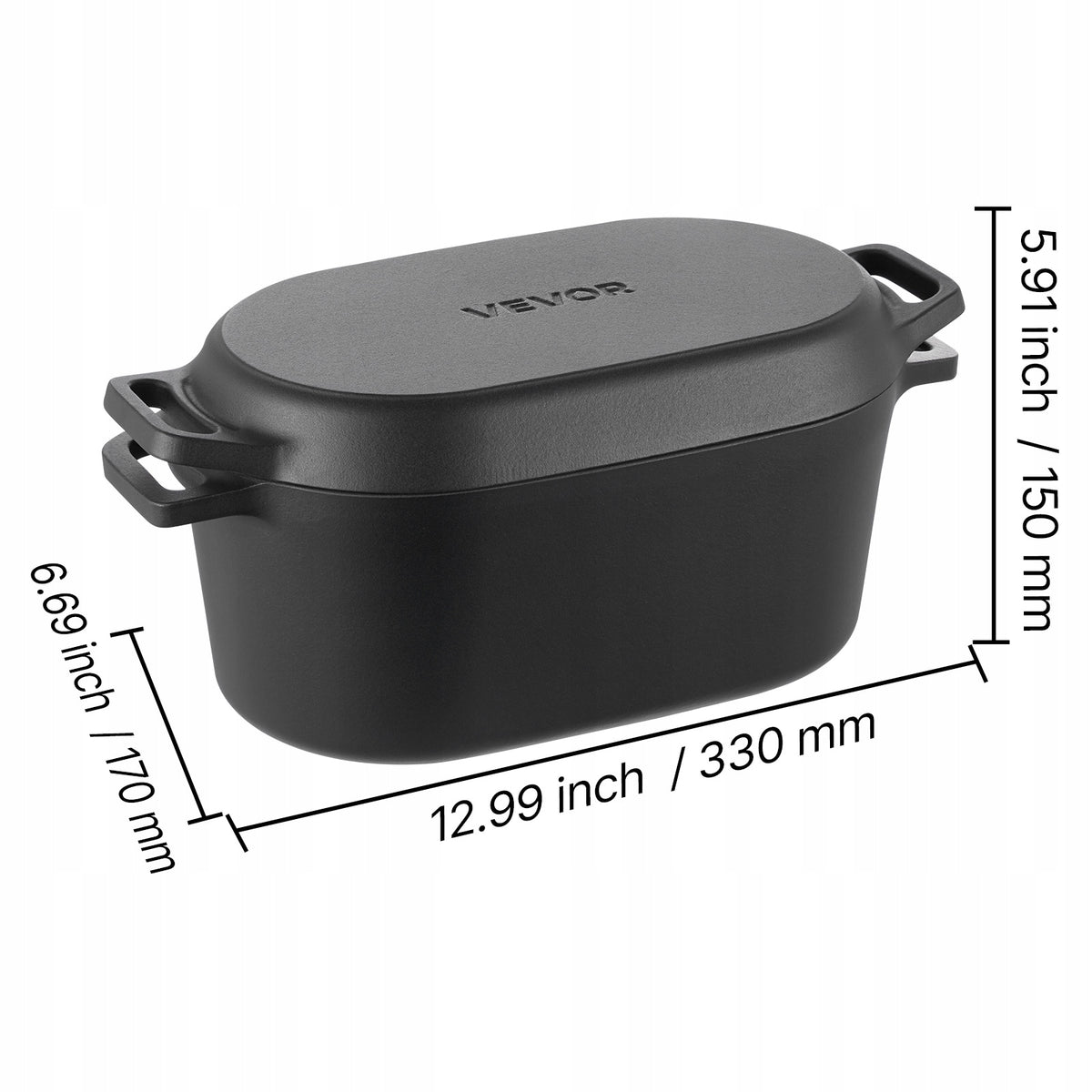 VEVOR ENAMELED CAST IRON DUTCH OVEN 3.31L FOR BAKING BREAD STRONG SOLID