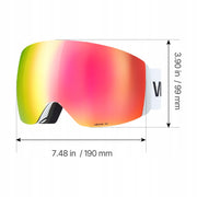 VEVOR FRAMELESS SPHERICAL SKI GOGGLES PINK REVO COATING ANTI-FOG