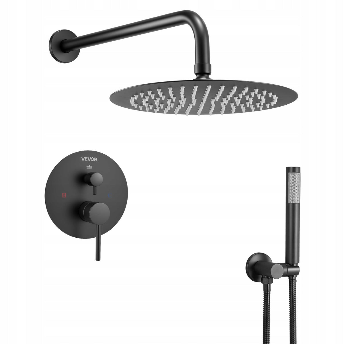 VEVOR PROFESSIONAL SHOWER FAUCET WITH 10-INCH RAINFALL SHOWER HEAD, BLACK