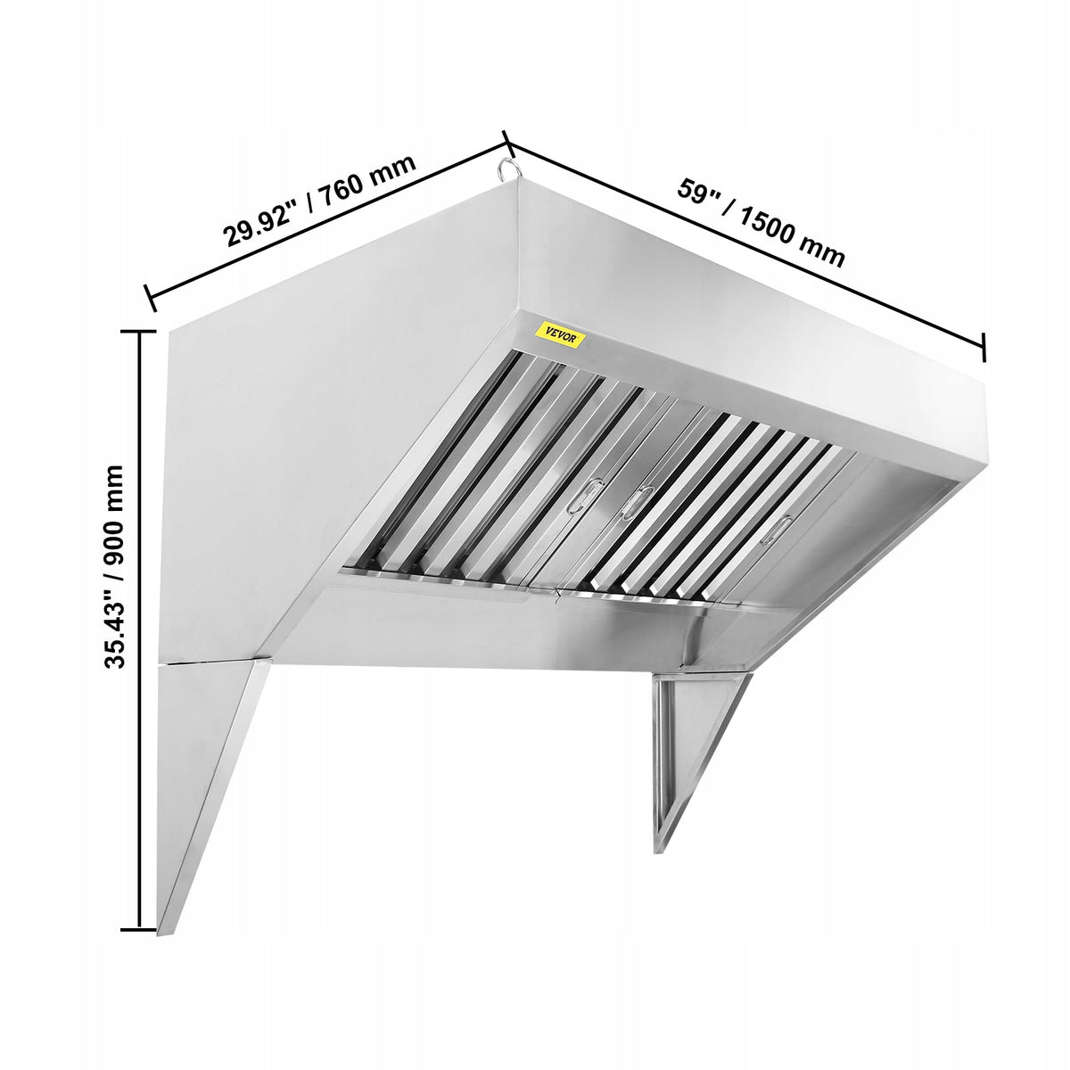 VEVOR 1.5M RANGE HOOD 201 STAINLESS STEEL FOR FOOD TRUCKS STRONG AND DURABLE