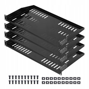 VEVOR 1U SERVER RACK SHELF, SET OF 4, VENTED, HEAVY-DUTY STEEL, 22.68 KG