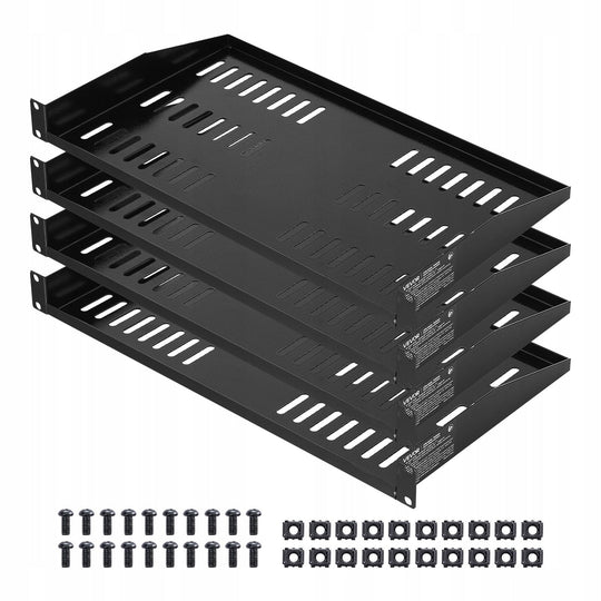 VEVOR 1U SERVER RACK SHELF, SET OF 4, VENTED, HEAVY-DUTY STEEL, 22.68 KG