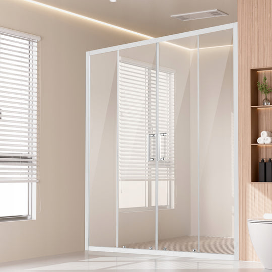VEVOR FRAMELESS DOUBLE SLIDING SHOWER DOOR 6MM TEMPERED GLASS