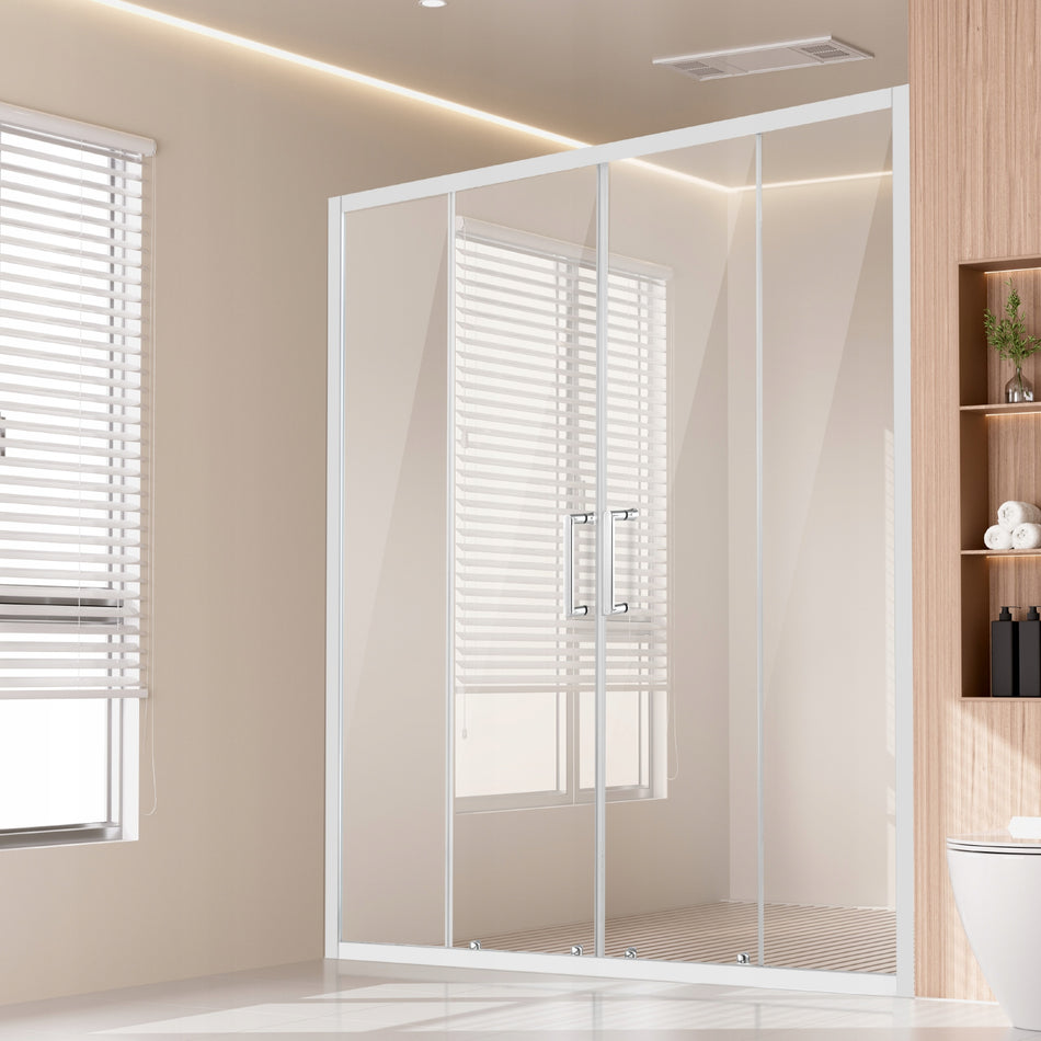 VEVOR FRAMELESS DOUBLE SLIDING SHOWER DOOR 6MM TEMPERED GLASS