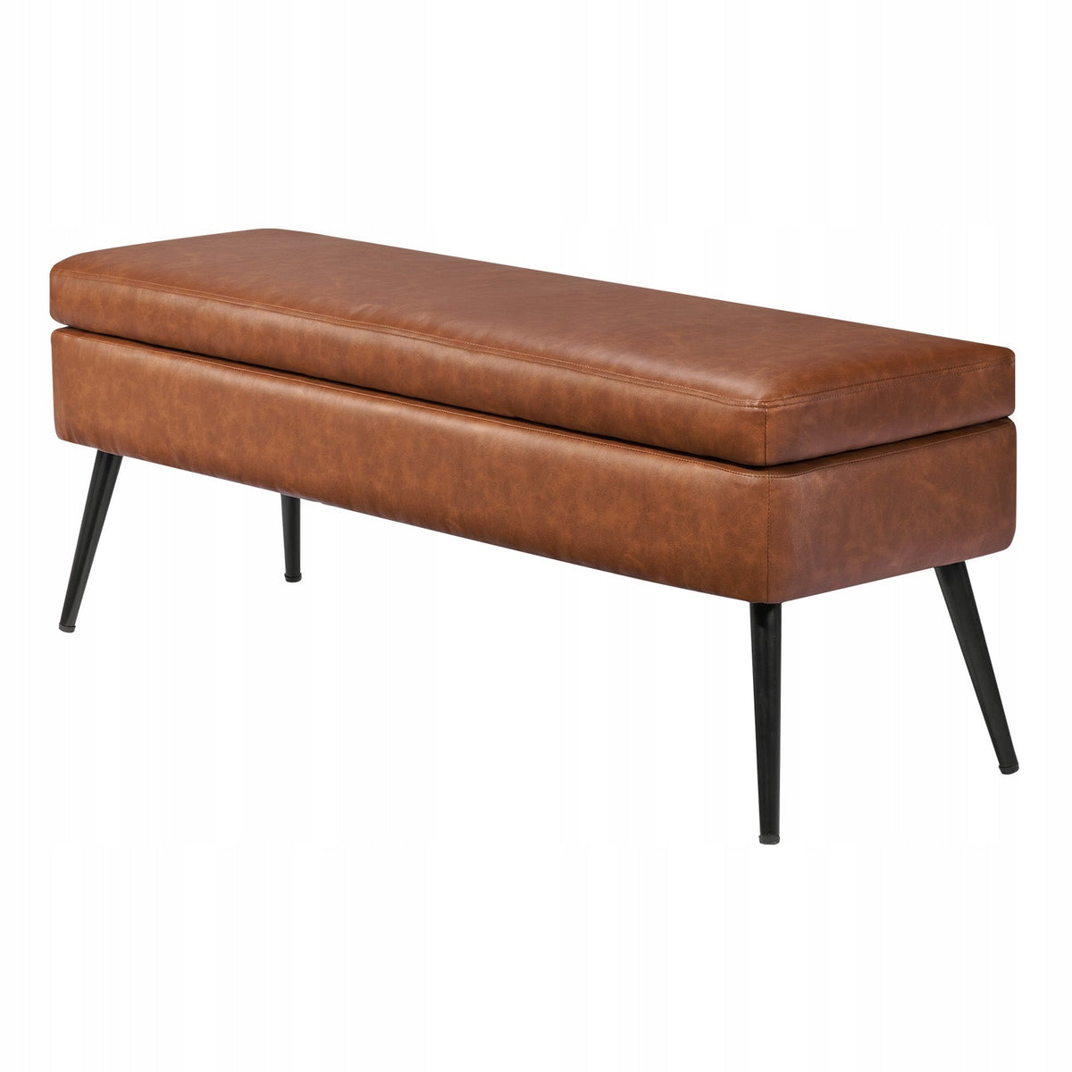 VEVOR OTTOMAN BENCH WITH STORAGE FAUX LEATHER BROWN STURDY 300KG