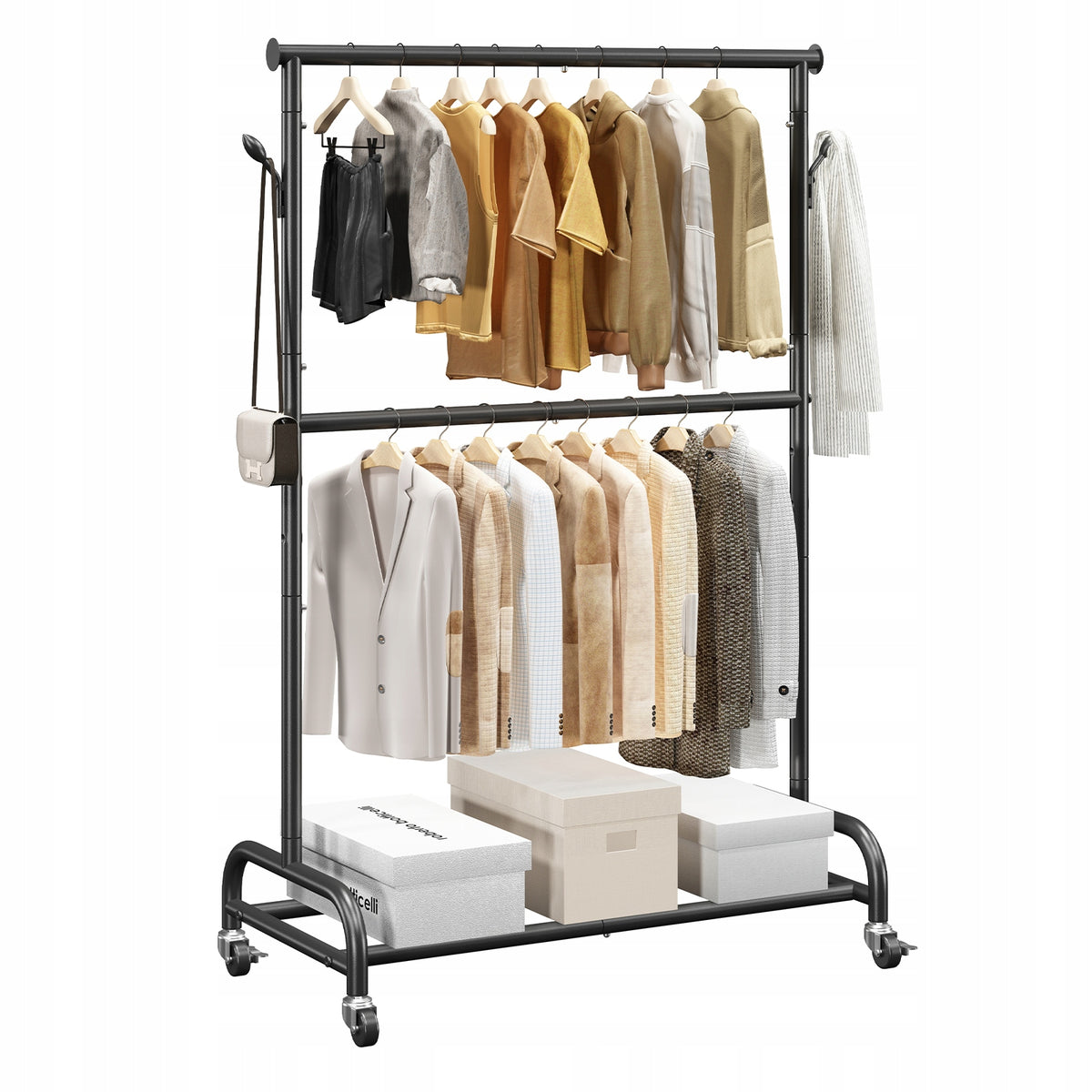 VEVOR Professional Clothes Rack with Wheels and Adjustable Crossbar