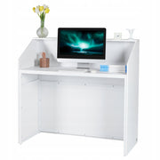 VEVOR PROFESSIONAL RECEPTION DESK WHITE MDF CASH WRAP COUNTER 118X50X111 CM