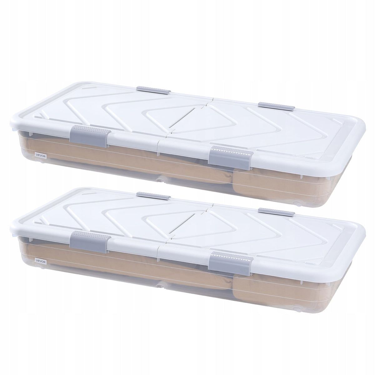 VEVOR UNDERBED STORAGE CONTAINER 4-PACK 42L ROLLING HEAVY-DUTY SHOE ORGANIZER