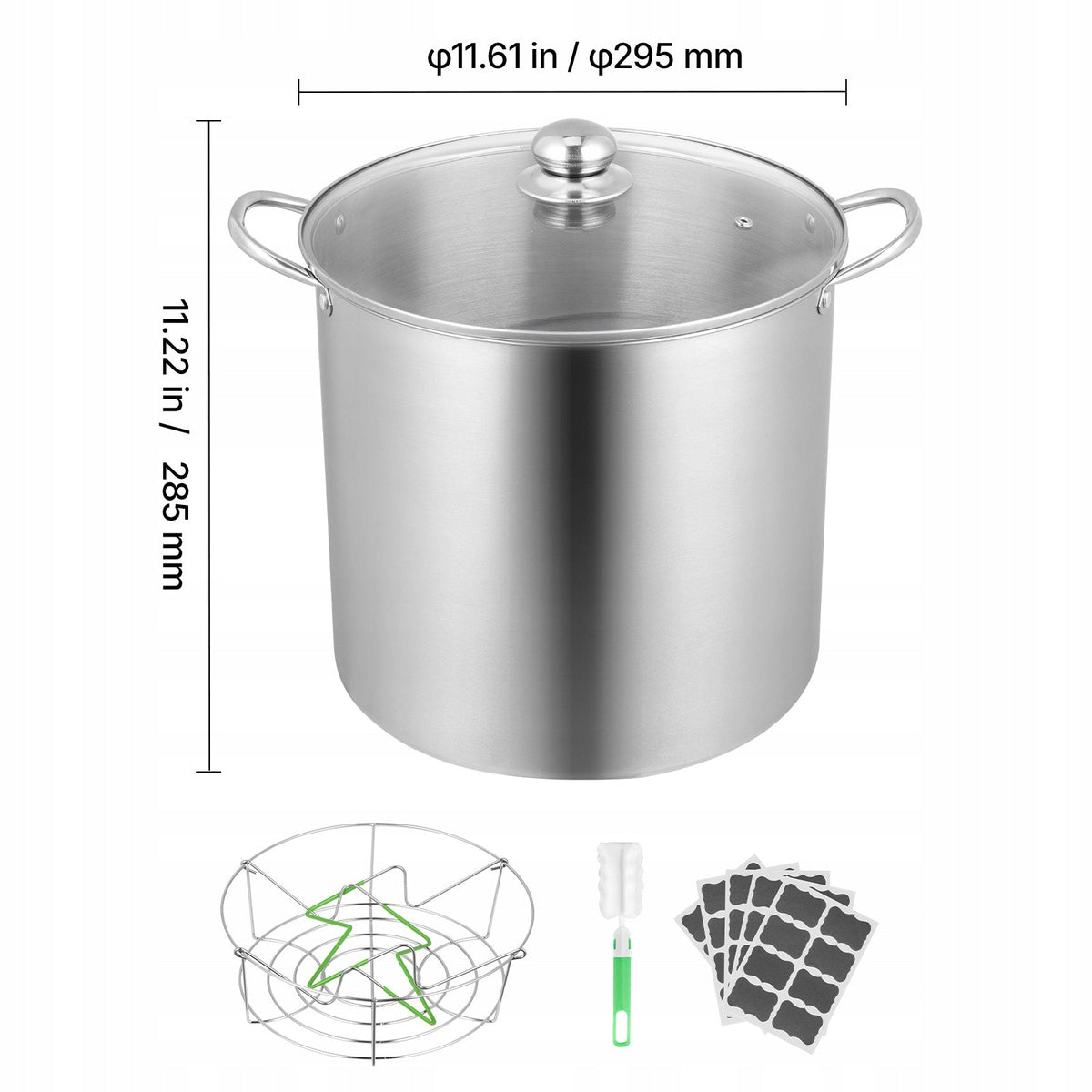 VEVOR 19.86L CANNING POT STAINLESS STEEL WITH RACK AND LID ROBUST