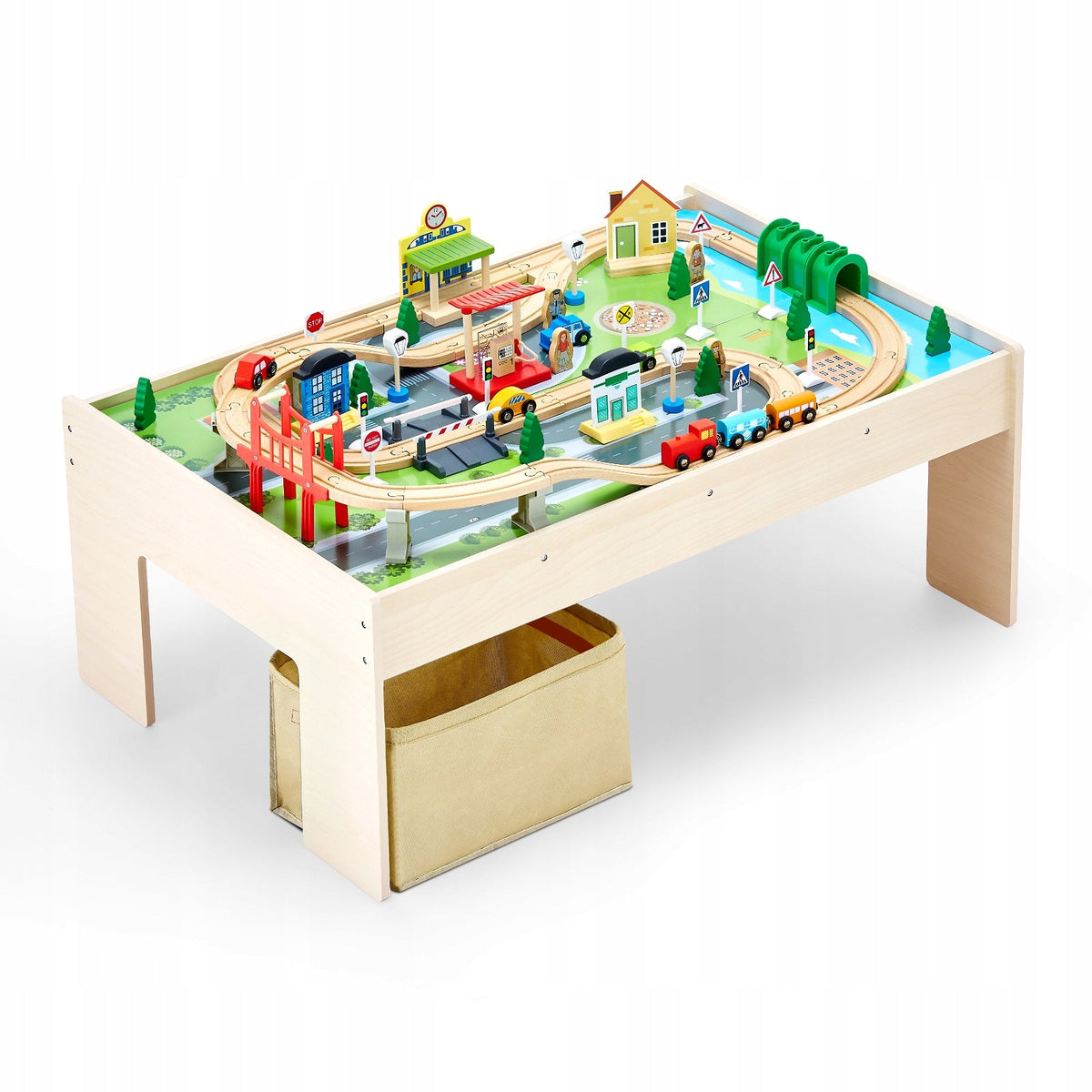 VEVOR WOODEN PLAY TABLE 84 PIECES FOLDABLE BIN STURDY