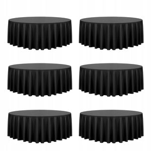 VEVOR 6 X ROUND TABLECLOTHS 3048 MM BLACK POLYESTER WRINKLE-RESISTANT SET