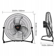 VEVOR 18-INCH FLOOR FAN 3-SPEED POWERFUL 4000 CFM 360 ADJUSTMENT
