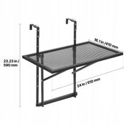 VEVOR FOLDING BALCONY HANGING TABLE 61X41 CM STRONG ADJUSTABLE RAIL MOUNTED