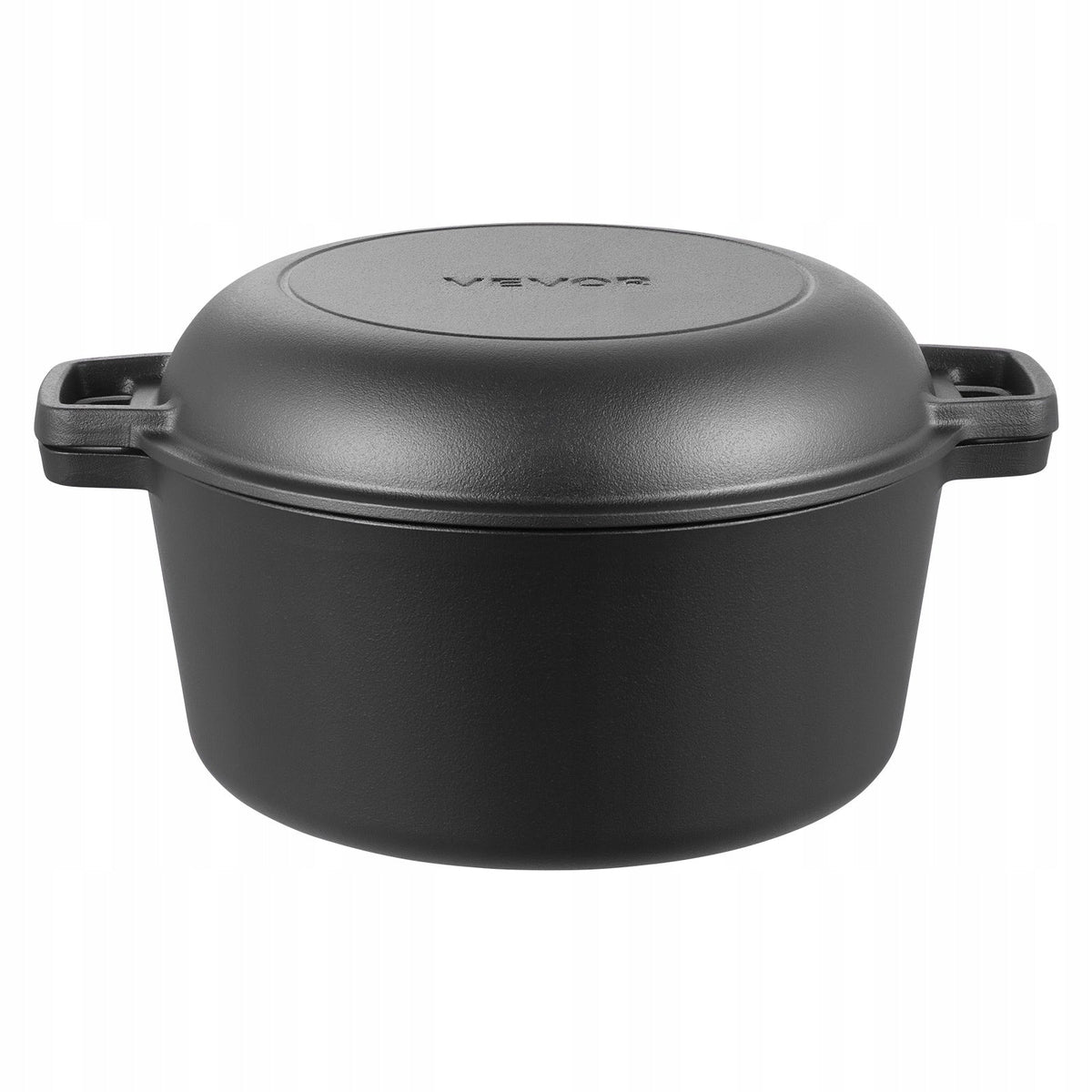 VEVOR CAST IRON 2-IN-1 DUTCH OVEN WITH FRYING PAN LID 4.73L STURDY PRE-SEASONED