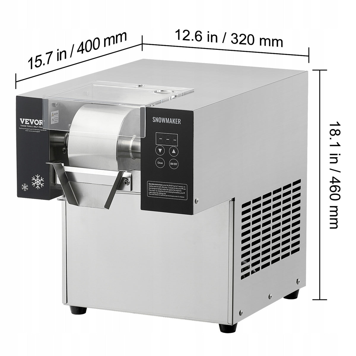 VEVOR COMMERCIAL ICE FLAKE MACHINE 80 KG 360W STEEL