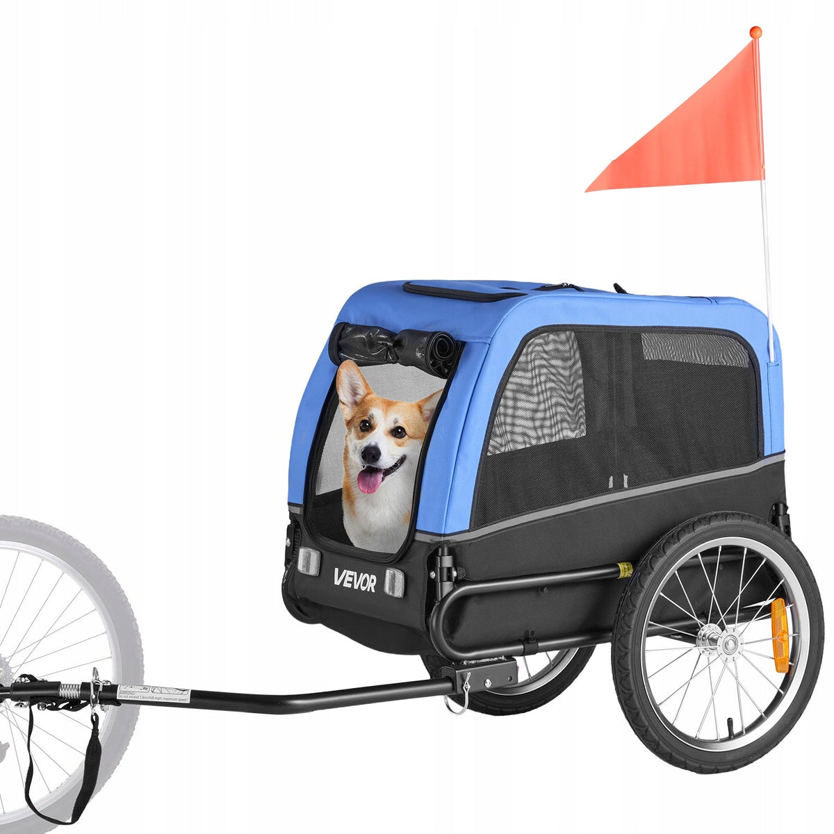 VEVOR BICYCLE TRAILER FOR DOGS UP TO 30 KG FOLDABLE STRONG AND LIGHTWEIGHT FRAME