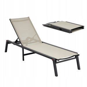 VEVOR FOLDING GARDEN SUN LOUNGER STRONG 180 KG 5-POSITION ADJUSTMENT ALUMINIUM