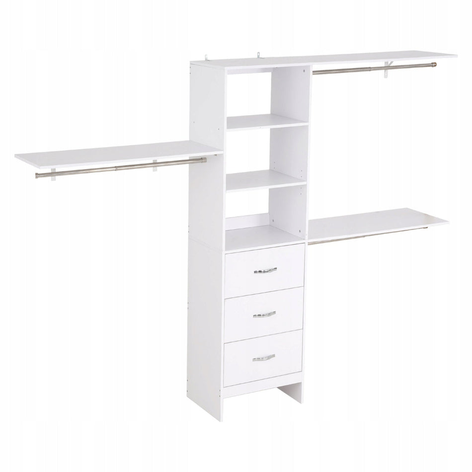 VEVOR WOODEN CLOTHES RACK WITH 3 DRAWERS ADJUSTABLE ORGANIZER