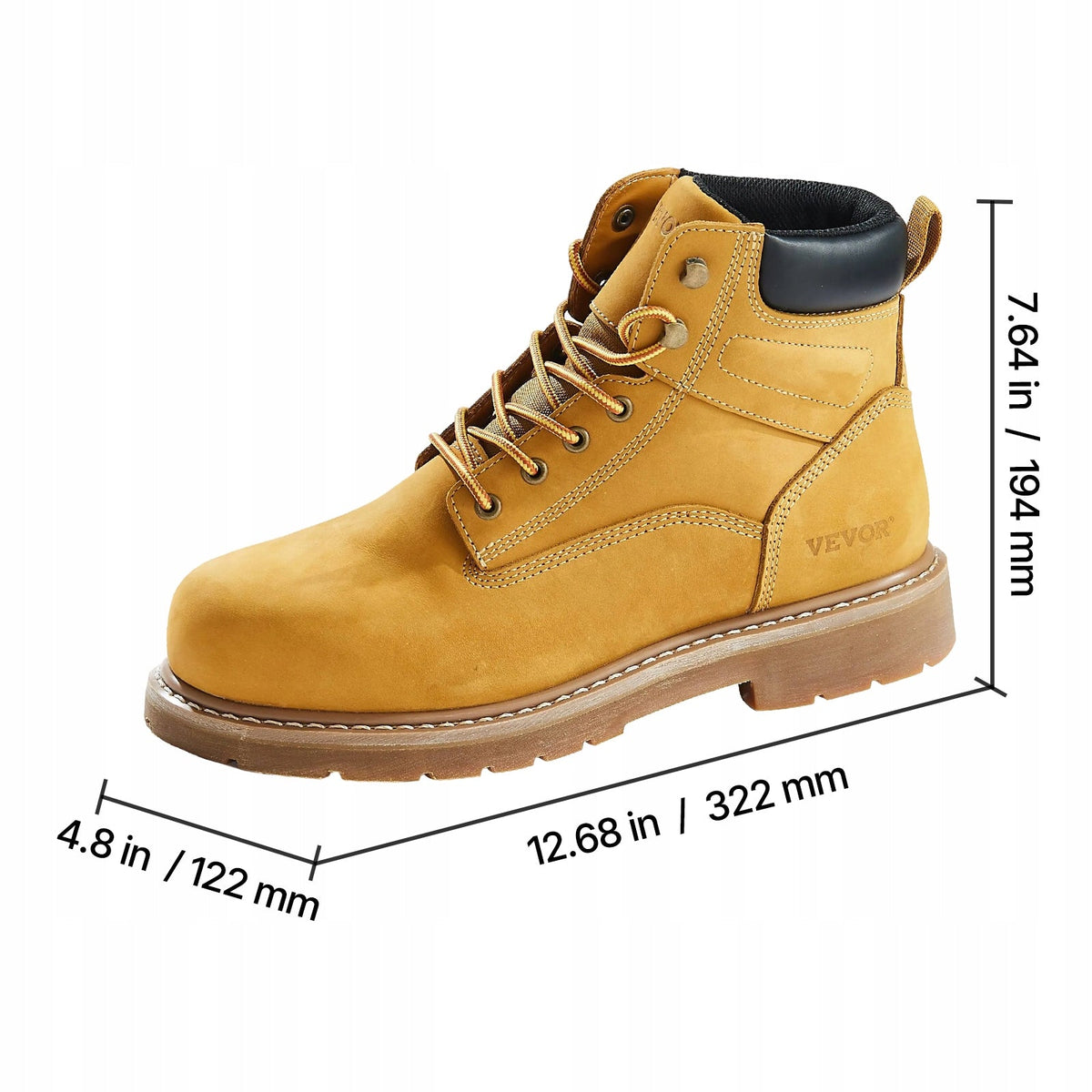 VEVOR STEEL TOE WORK SHOES US 10.5 MEN'S WATERPROOF FOOTWEAR