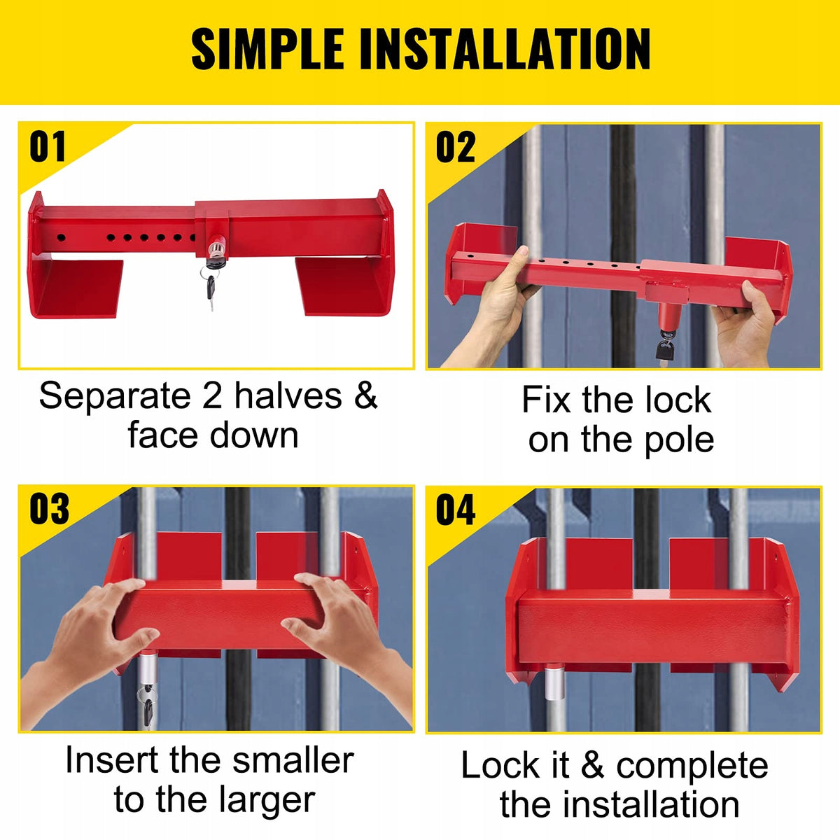 VEVOR ADJUSTABLE CONTAINER LOCK 25-45 CM HEAVY-DUTY STEEL