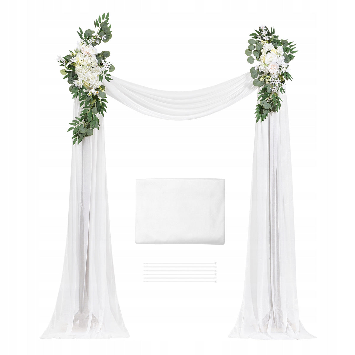 VEVOR Wedding Arch Flower Kit White Silk Flowers Drapes
