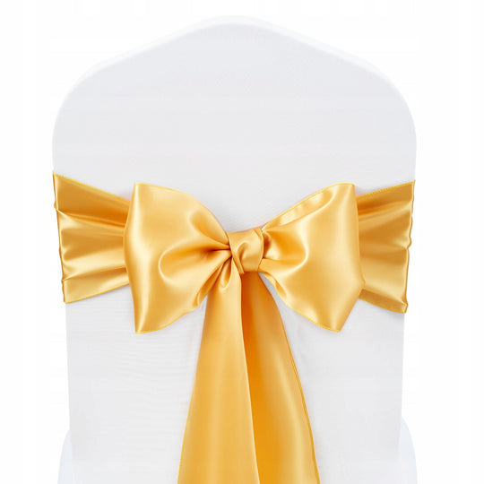 VEVOR SATIN CHAIR SASHES 100 PCS 275X17 CM GOLD PREMIUM BOWS