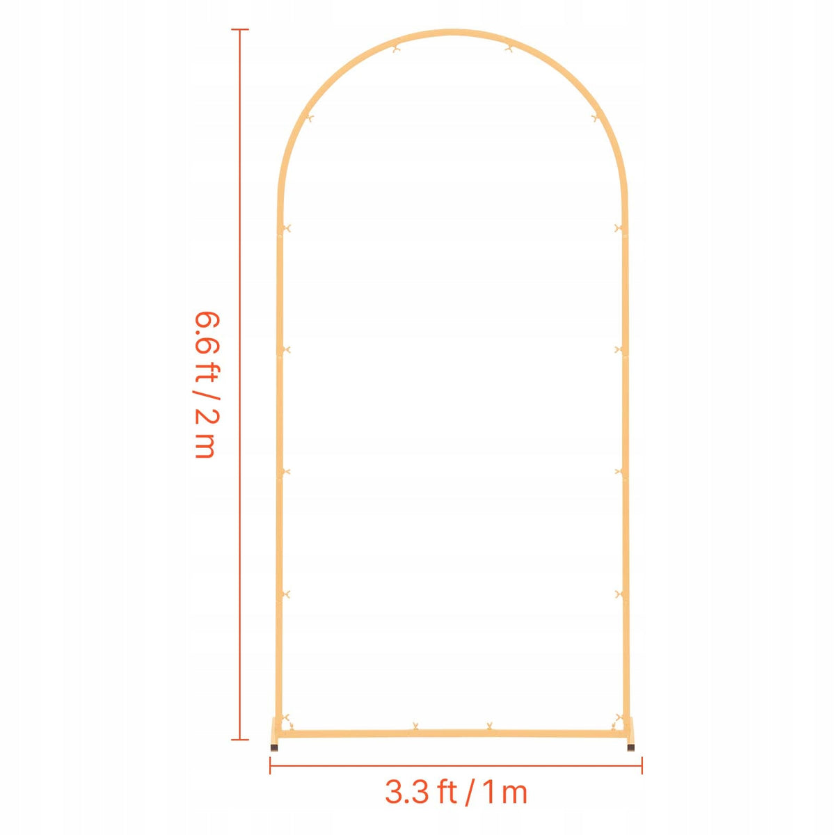 VEVOR 2 x 1 m Gold Metal Wedding Arch Backdrop Stand Stable Arched