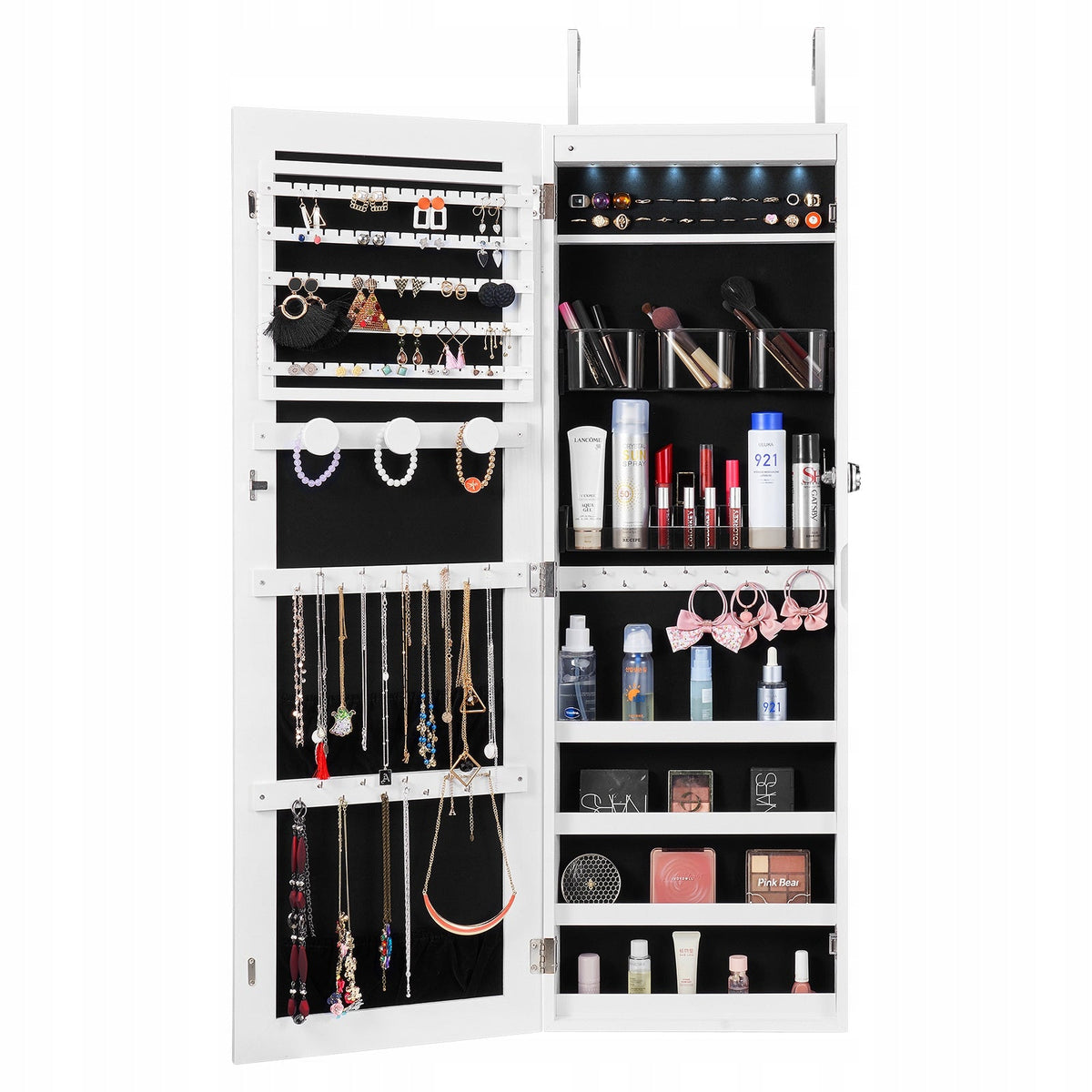 VEVOR STURDY LOCKABLE JEWELLERY CABINET WITH MIRROR 108 CM WHITE