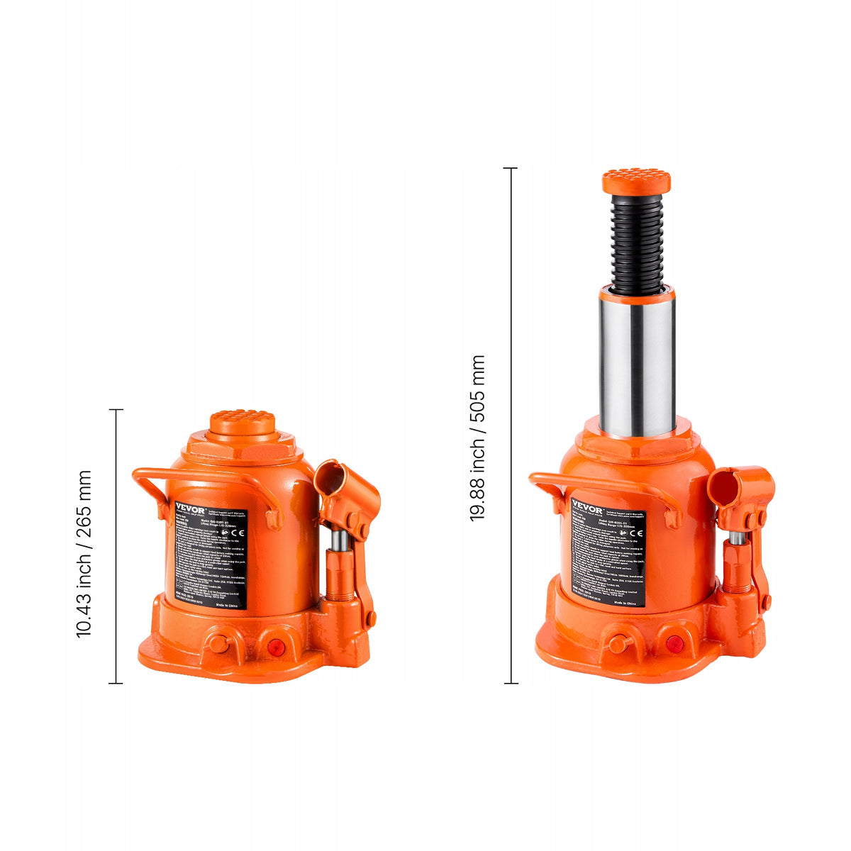 VEVOR 20 TON HYDRAULIC BOTTLE JACK ADJUSTABLE STRONG SOLID