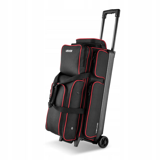 VEVOR 3-BALL ROLLING BOWLING BAG WITH DOUBLE WHEELS AND SEPARATE COMPARTMENT