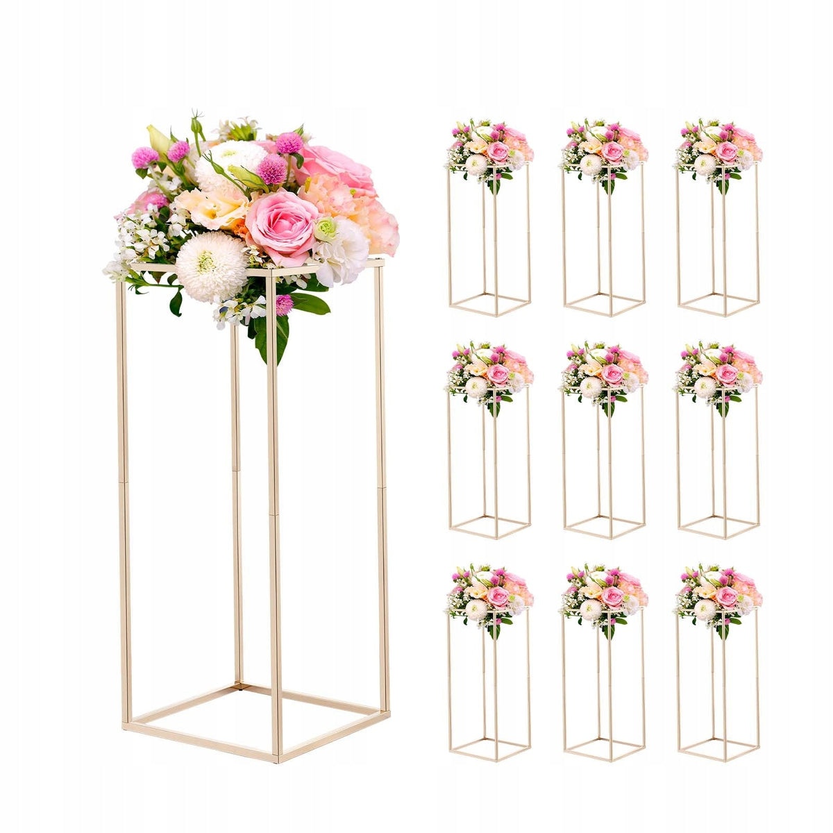 VEVOR 10 PCS WEDDING FLOWER STAND 250X250X600 MM GOLD SOLID