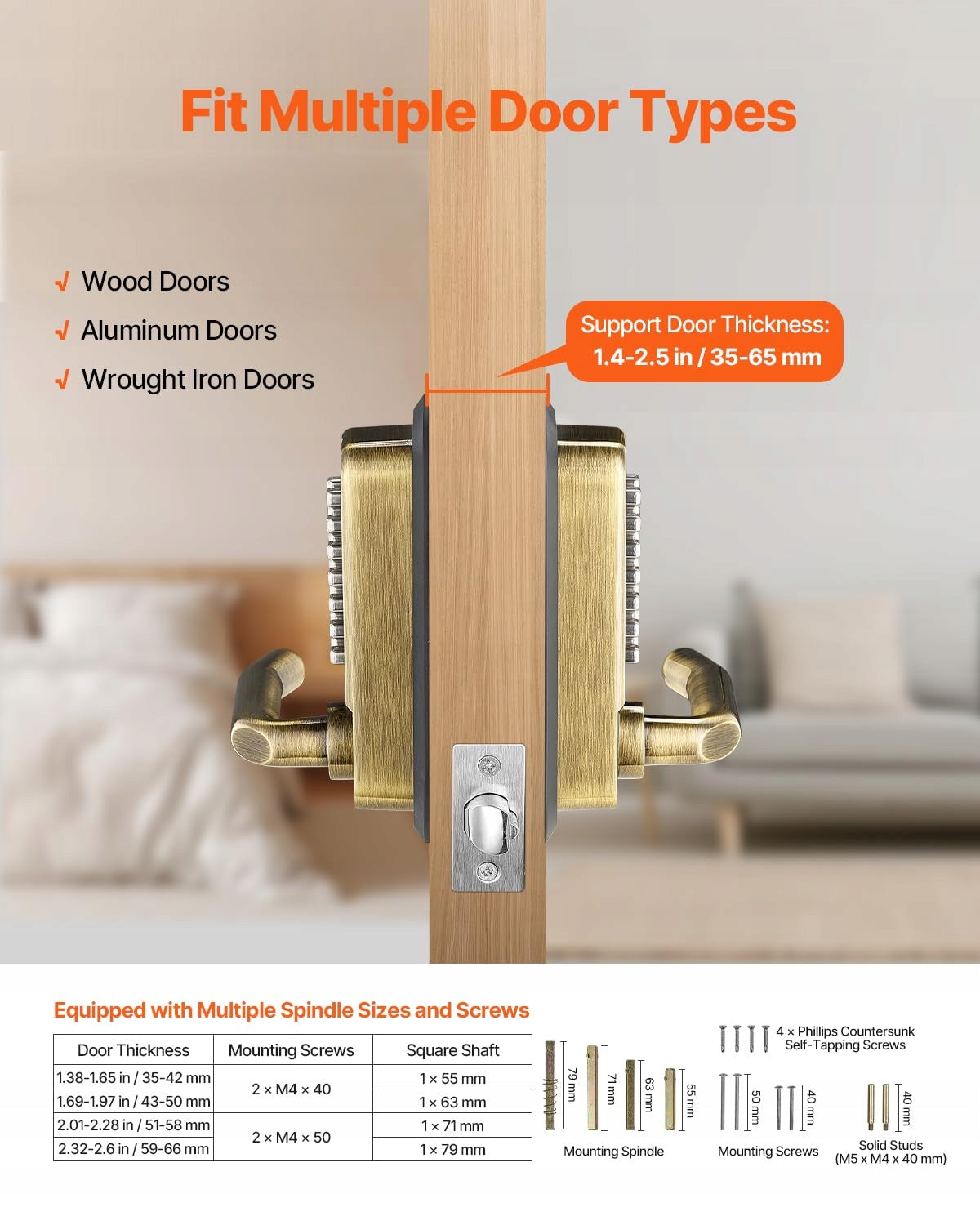 VEVOR MECHANICAL KEYLESS LOCK WITH DOUBLE-SIDED KEYPAD 14 KEYS