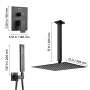 VEVOR PROFESSIONAL SHOWER FAUCET WITH 12-INCH SQUARE RAINFALL SHOWER HEAD