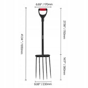 VEVOR 5-TINE MANURE FORK HEAVY DUTY GARDEN FORK WITH METAL HANDLE