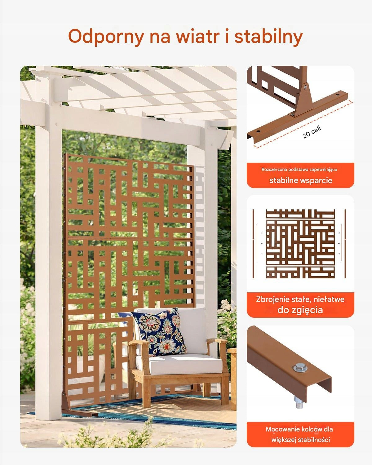 VEVOR METAL SCREEN 3-PANEL 120X50.8X193 CM BROWN SCREEN