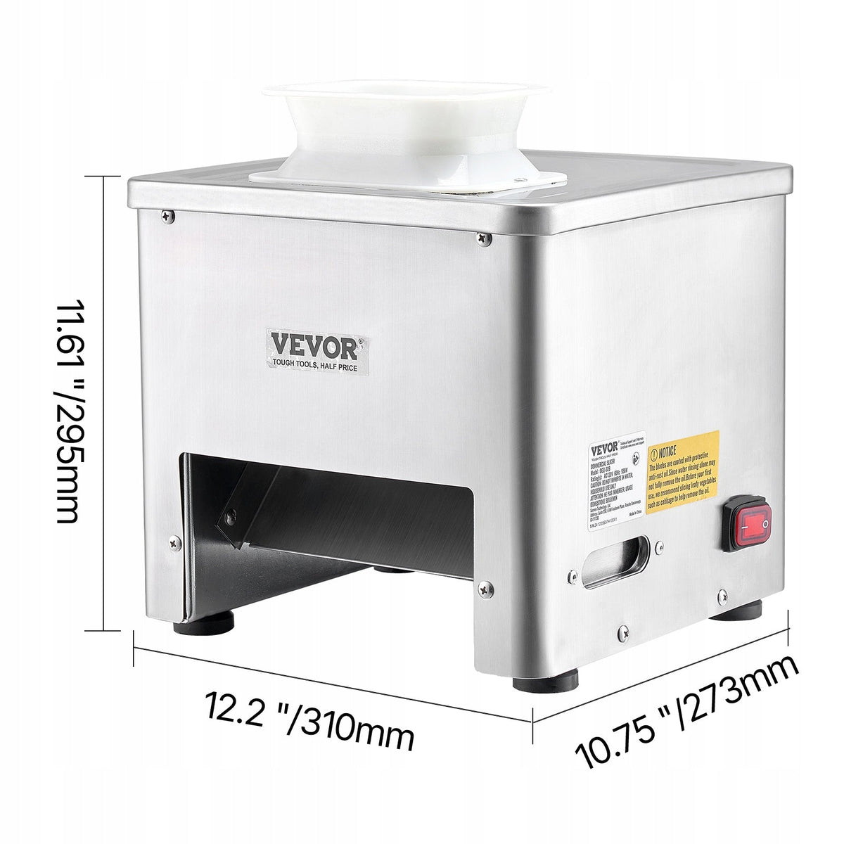 VEVOR MEAT SLICER 550W 159KG/H STAINLESS STEEL COMMERCIAL HEAVY DUTY