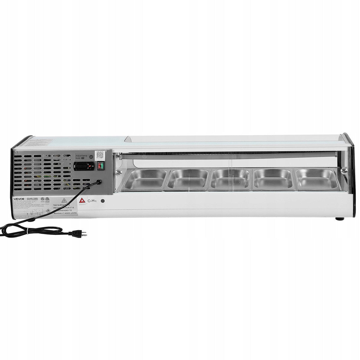 VEVOR 52 l refrigerated sushi display case, 5 pans