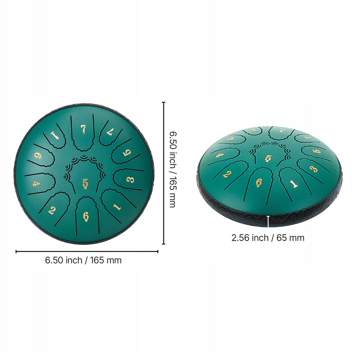 VEVOR 165mm 11-Note Steel Tongue Drum Rain Drum Strong Green