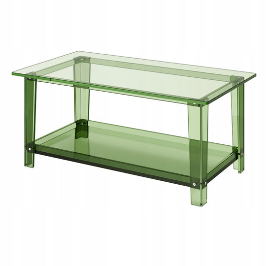 VEVOR ACRYLIC COFFEE TABLE TWO-TIER CLEAR WITH SHELF 50X80X40CM