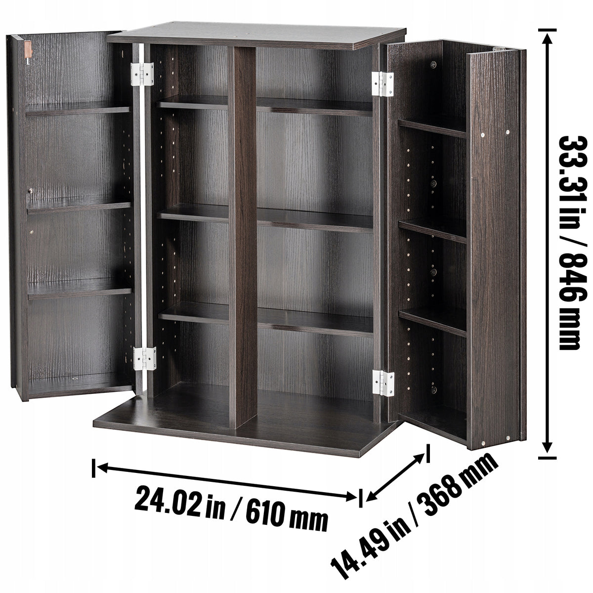 SOLID DVD CD VEVOR CABINET WITH ADJUSTABLE SHELVES AND DOORS