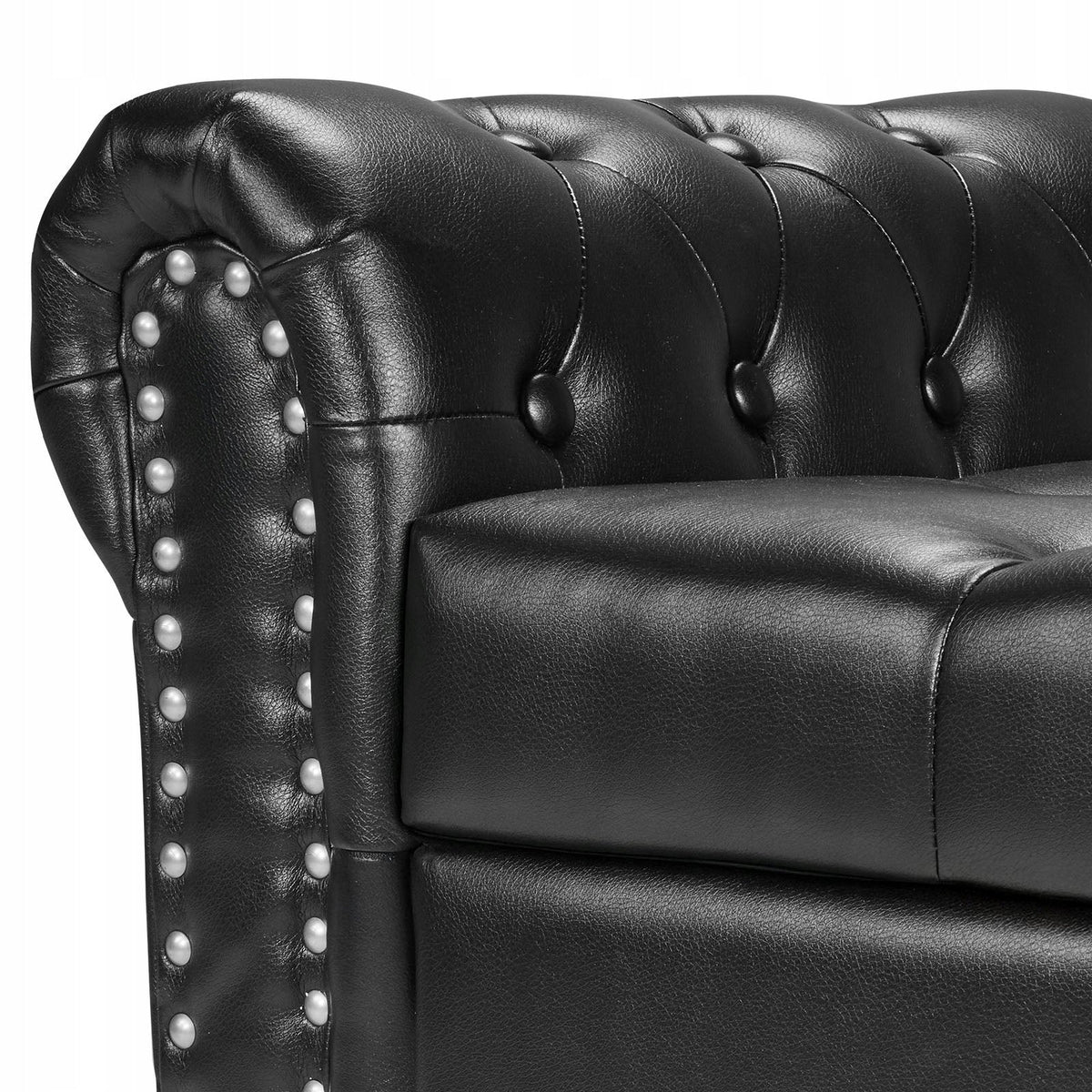 VEVOR OTTOMAN BENCH PU LEATHER WITH WOODEN LEGS 166X46X56 CM BLACK