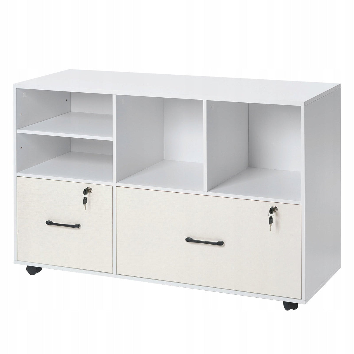 STRONG WOODEN FILING CABINET VEVOR 2 DRAWERS MOBILE OFFICE WHITE