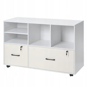 STRONG WOODEN FILING CABINET VEVOR 2 DRAWERS MOBILE OFFICE WHITE