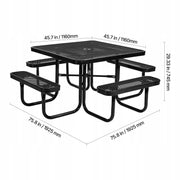 VEVOR SQUARE PICNIC TABLE WITH 4 BENCHES STRONG GARDEN SET