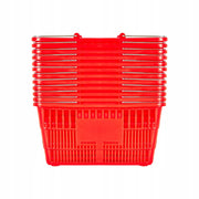 VEVOR ROBUST SHOPPING BASKET 12 PCS 21L FOLDABLE METAL HANDLES RED