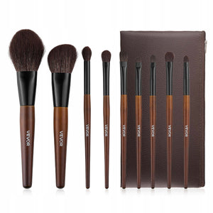 VEVOR 9-PIECE PROFESSIONAL MAKEUP BRUSH SET, STURDY WOODEN HANDLES