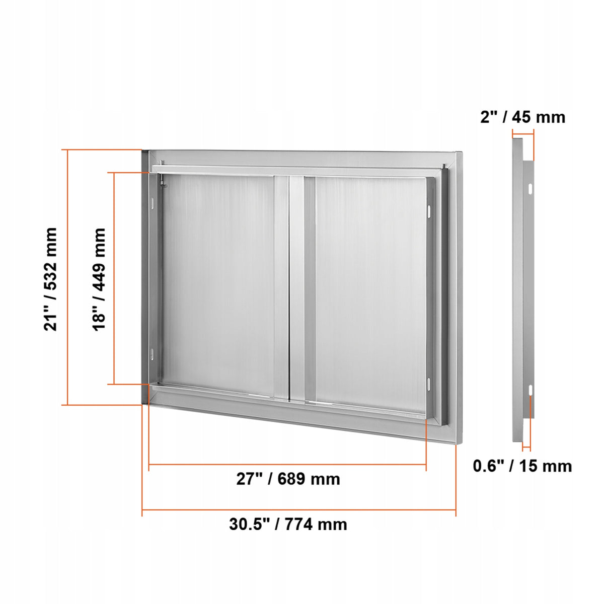 VEVOR BBQ ACCESS DOOR 774X532MM DOUBLE PREMIUM STAINLESS STEEL